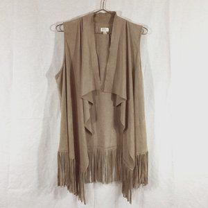 Decree Faux Suede Fringed Vest Sz XL